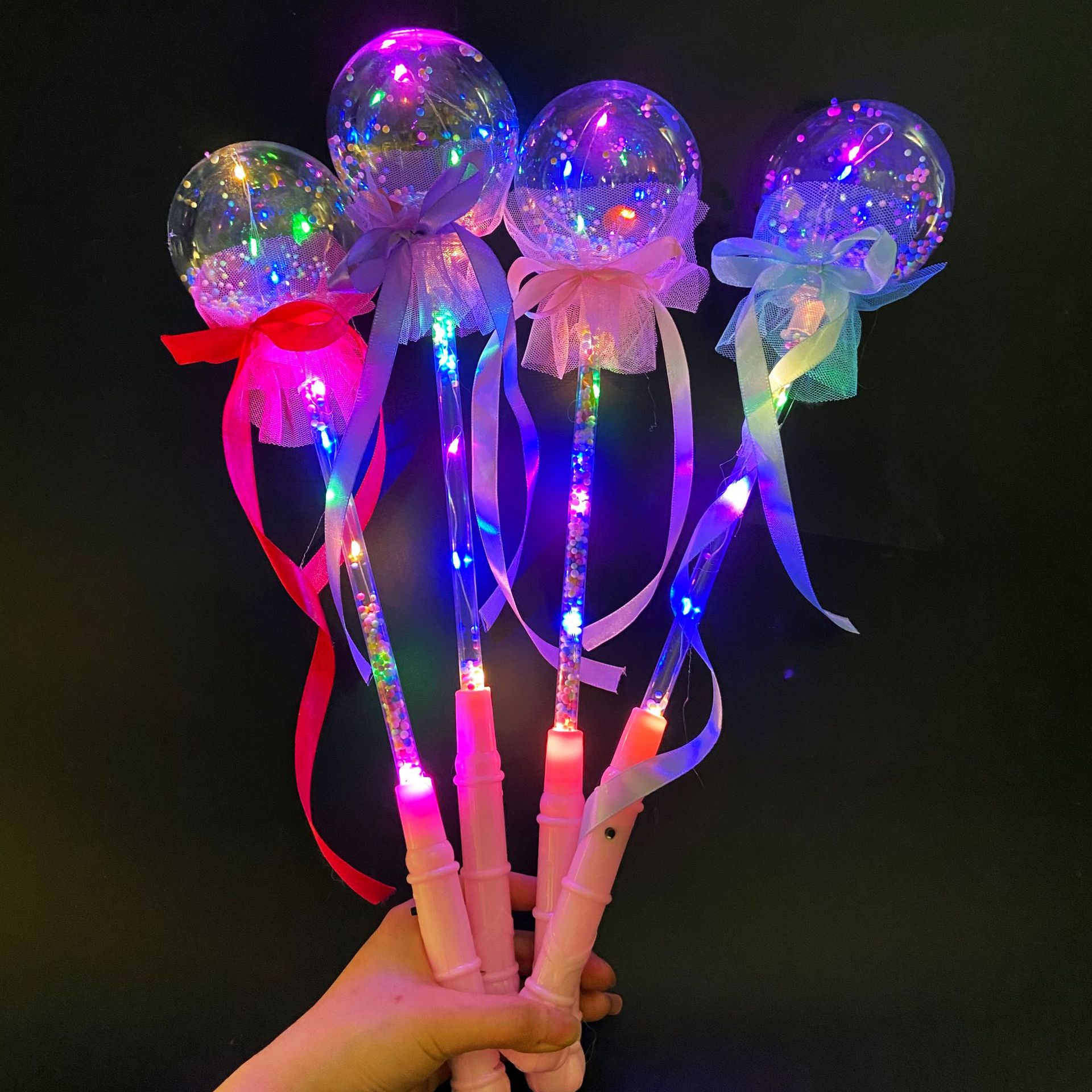 地摊货源 儿童发光玩具网红led闪光星空球魔法棒仙女棒发光卡通球