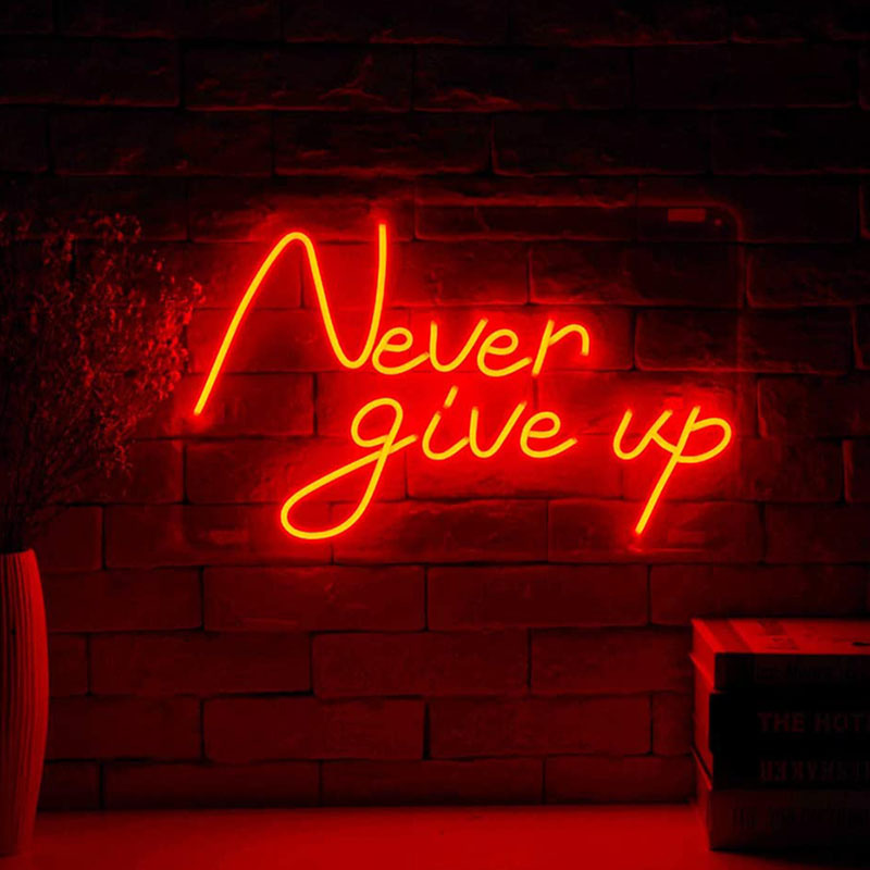霓虹灯led英文字母never give up勉励装饰灯