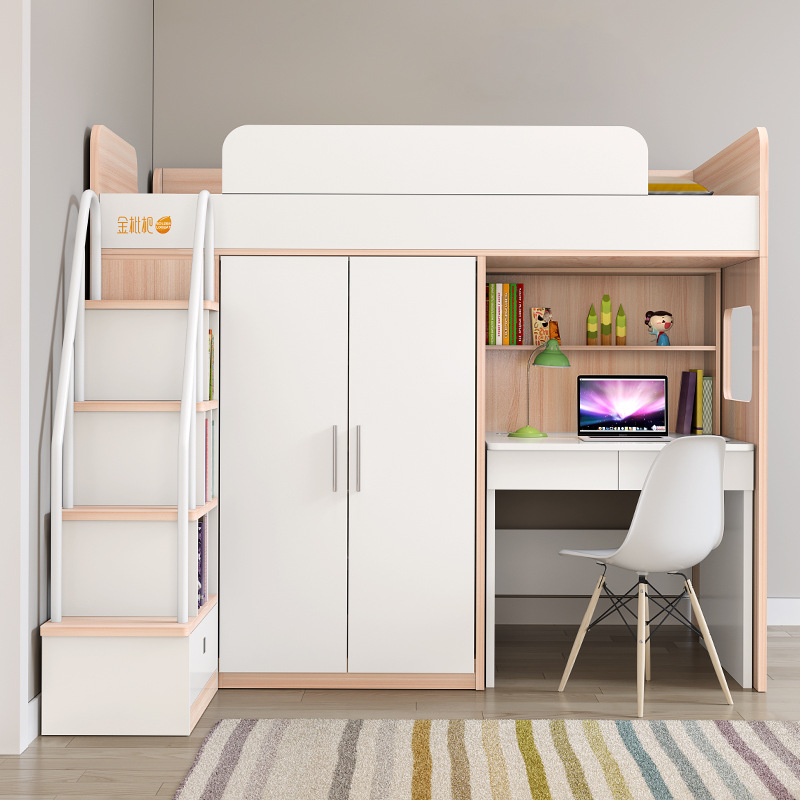 组合书桌衣柜上下儿童床高低床成人小户型衣帽间省空间衣柜床一体