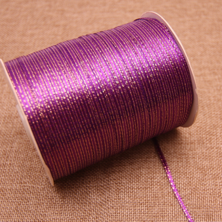 3厘米3mm宽双金边细丝带喜糖盒织带缎带绸带彩书签挂牌绳圣诞