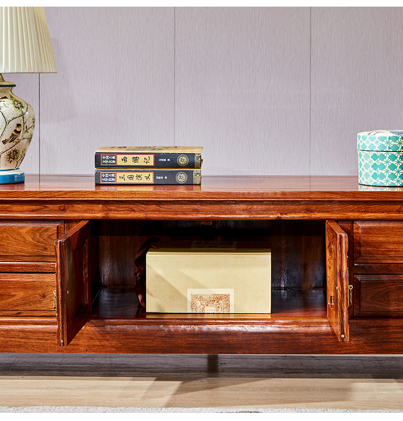 红木电视柜客厅家具花梨实木刺猬紫檀简约地柜中式矮柜视听柜组合
