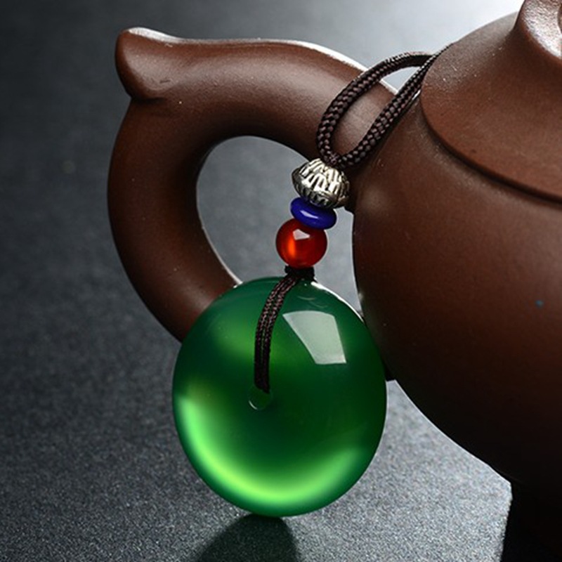 批发玉石冰种玉髓玛瑙圆珠路路通挂件吊坠绿色玉髓男女款