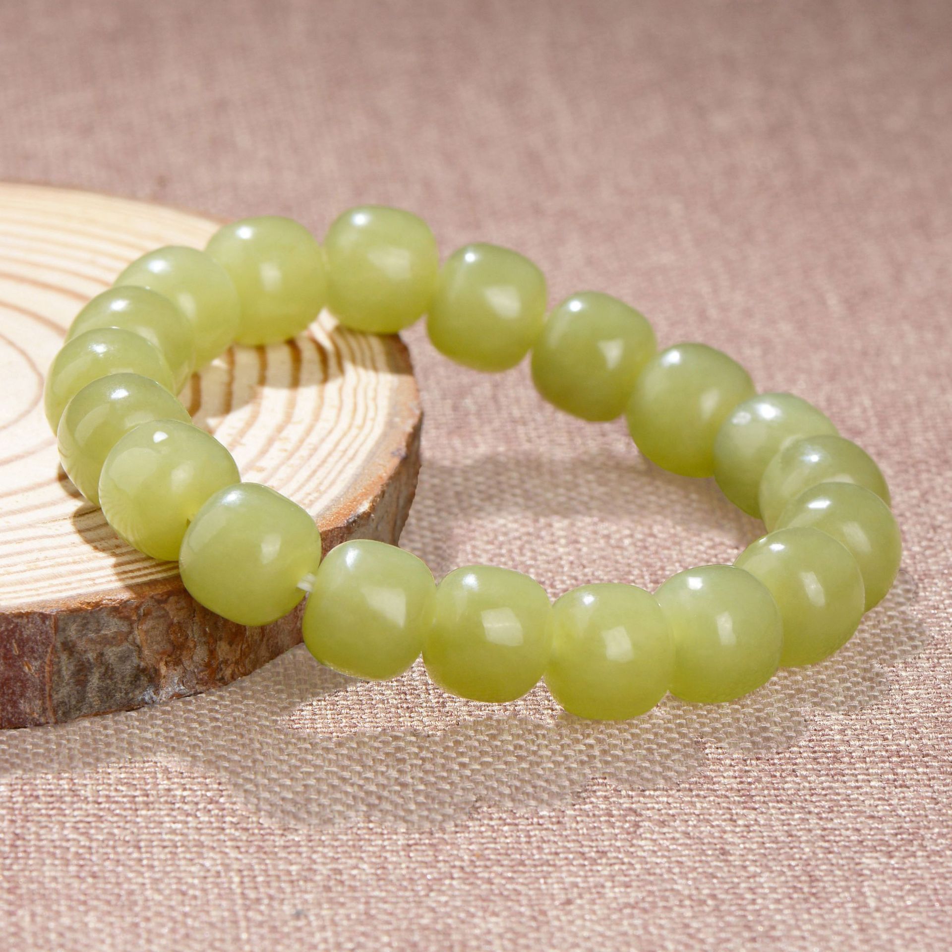 新疆和田玉黄玉黄口料老型珠手串老形珠手链天然玉石手串手钏