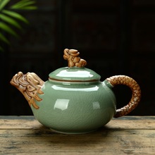 大号茶壶家用新品特价哥窑汝窑单壶开片浮雕龙壶茶杯紫砂西施壶