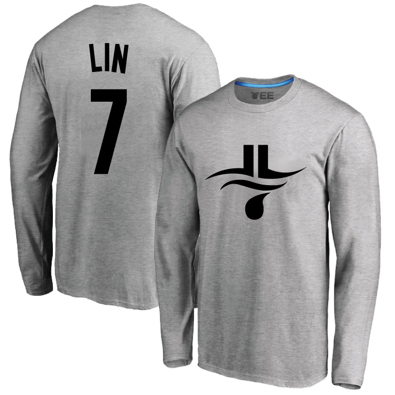 篮网7号logo标志球衣训练服男女大码圆领运动长袖t恤棉质吸汗体恤