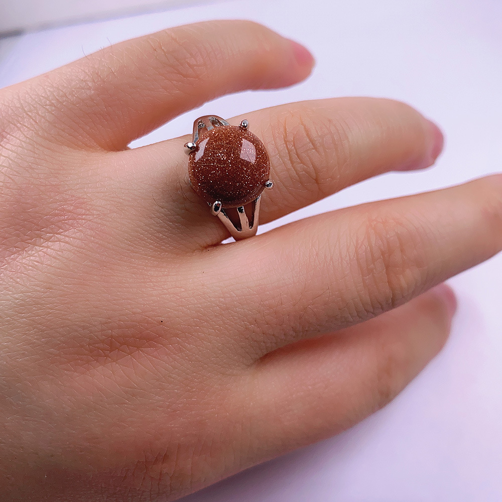 天然石头戒指混合款式金沙石戒指20个/包,戒指圈号18-20混装