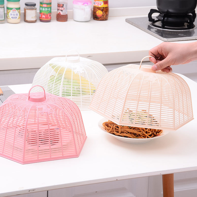 素色菜罩塑料饭桌罩隔苍蝇盖菜盖子剩菜罩食物罩子隔虫罩菜伞a