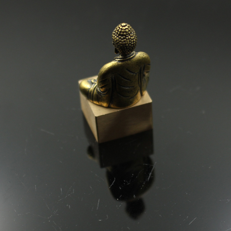 纯铜佛像印章小号家居释迦摩尼汽车黄铜印章摆件跑江湖小饰品批发
