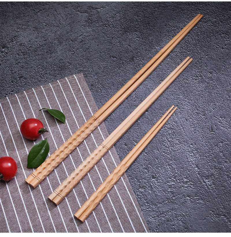 榉木雕刻木筷子家用长款火锅筷 日式油炸筷子创意酒店饭店公筷