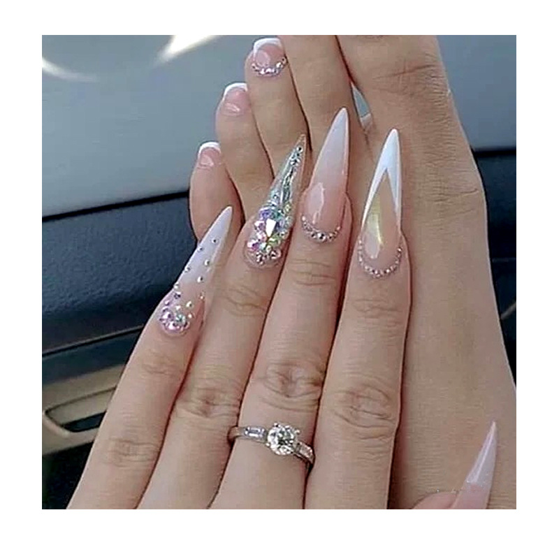 跨境爆款尖甲甲片假指甲尖头美甲甲片透明 尖形沙龙甲片厂家批发