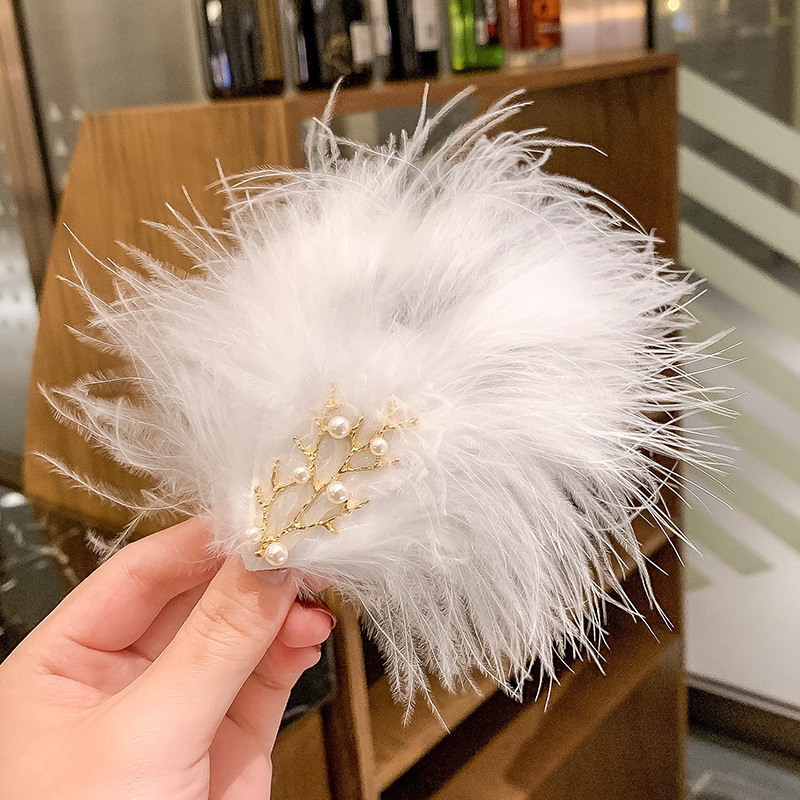 羽毛头饰发卡森系仙女超仙毛毛发夹边夹少女日系可爱古风汉服发饰