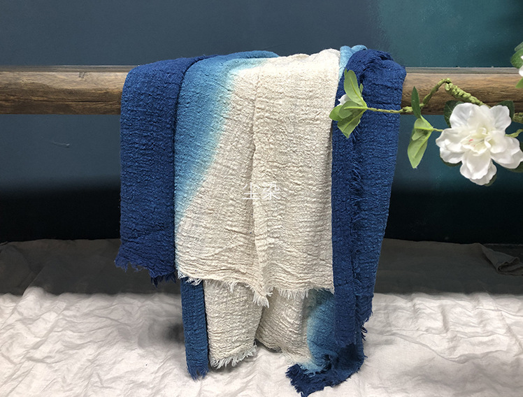 吊染棉麻渐变吊染拼色百搭长款围巾 超大超长文艺森女风披肩