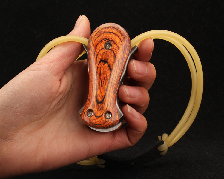 不锈钢折叠便携弹弓批发户外传统扁皮精准口袋扁皮科技木弹弓批发