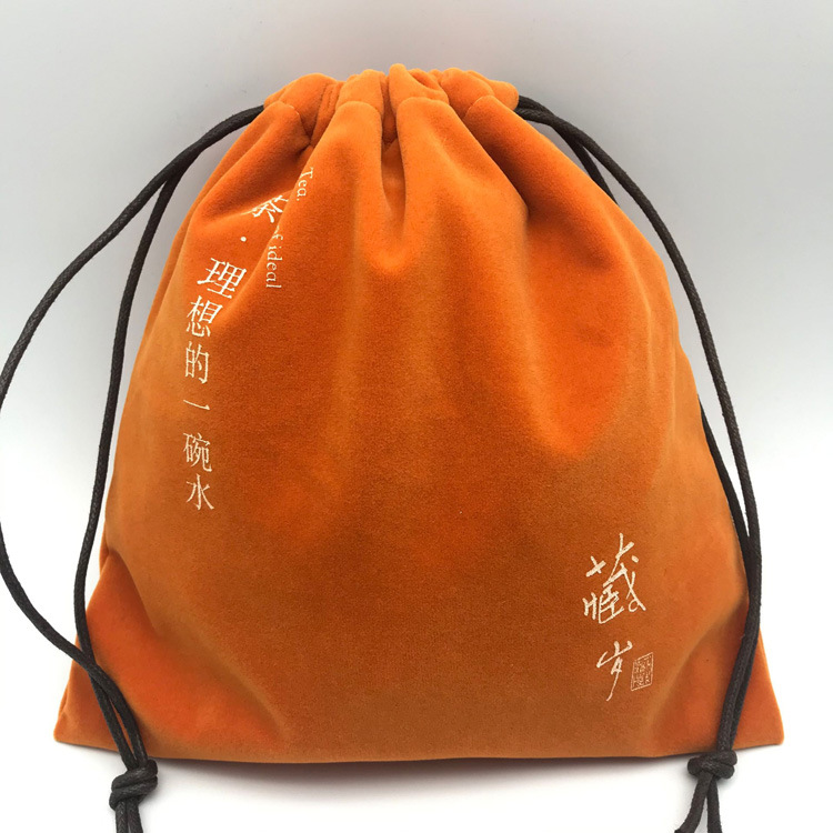 高级绒布袋抽绳便携随身束口旅行袋软布化妆品体温枪暖手宝收纳袋