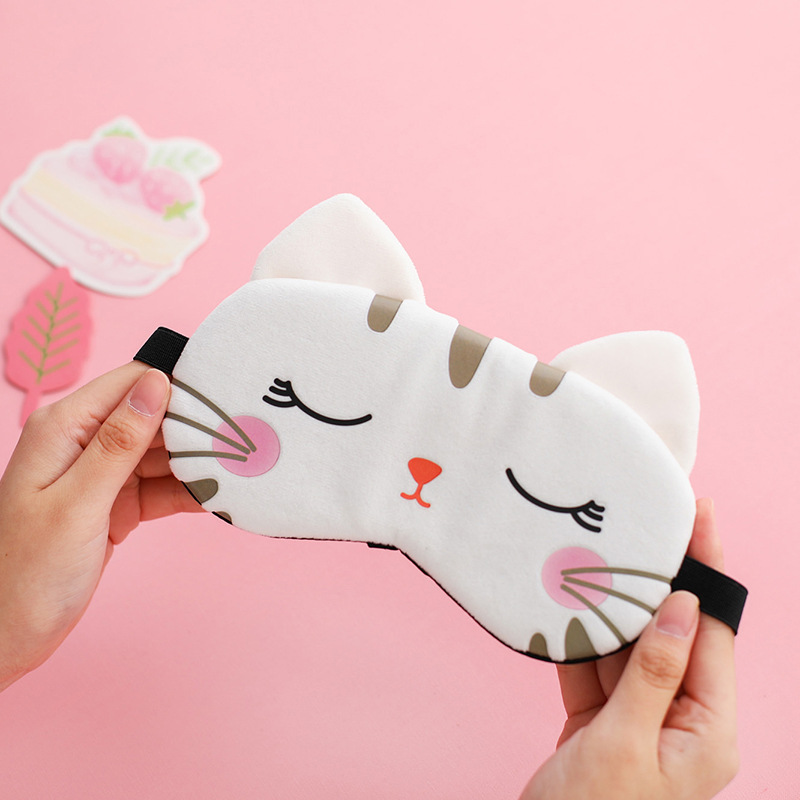 厂家直销夏季可爱卡通眼罩猫咪表情绒布冰袋遮光冷热敷眼罩31
