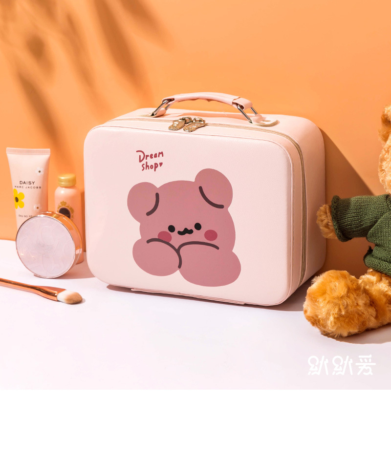 INS Style Super Popular Cosmetic Bag Portable Travel Large Capacity Girl Heart Cute Suitcase Japanese Korean 