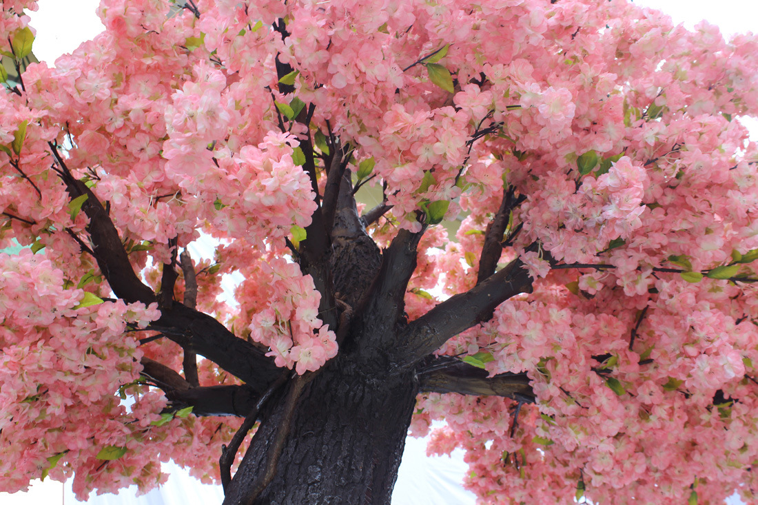 仿真单边樱花树靠边延伸粉色日本樱花树餐厅装饰软装利器来图定制