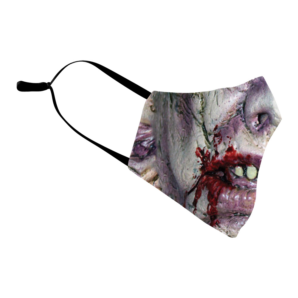 2020新热卖万圣恐怖风格数码印花防护可调节成人防尘防雾霾口罩