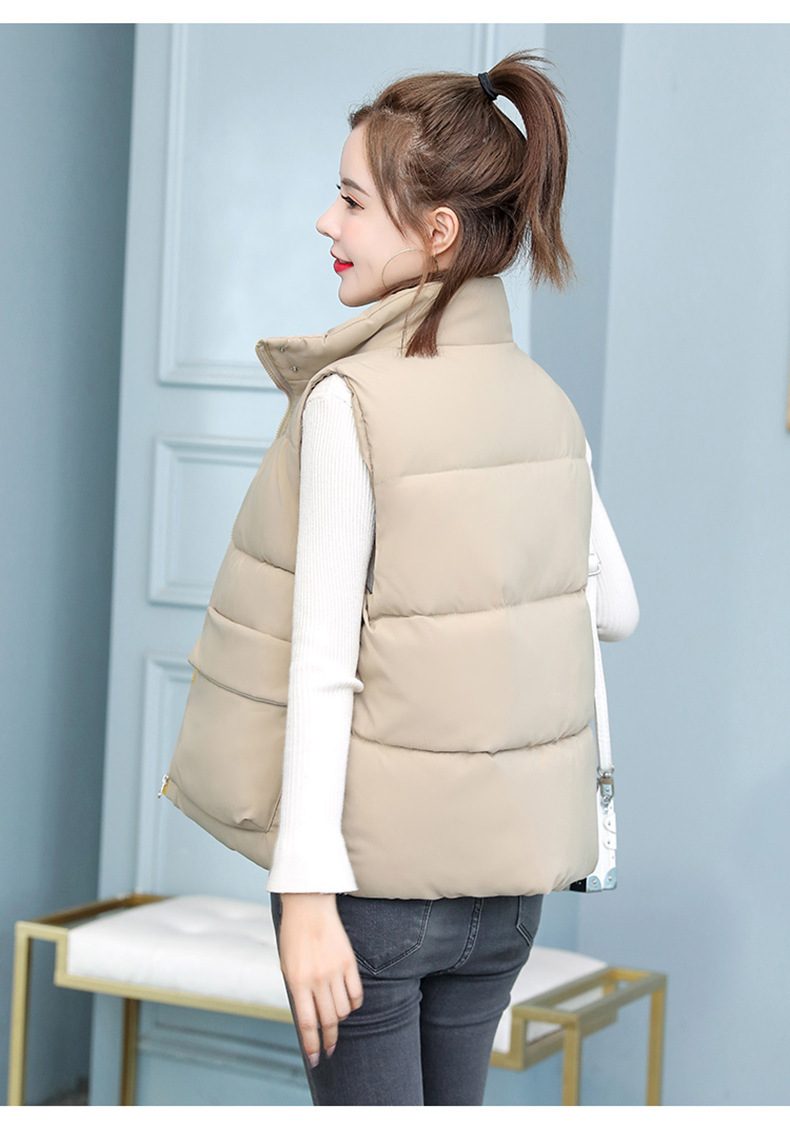 棉服马甲女2020秋冬季新款休闲立领棉背心 韩版短款坎肩女式外套