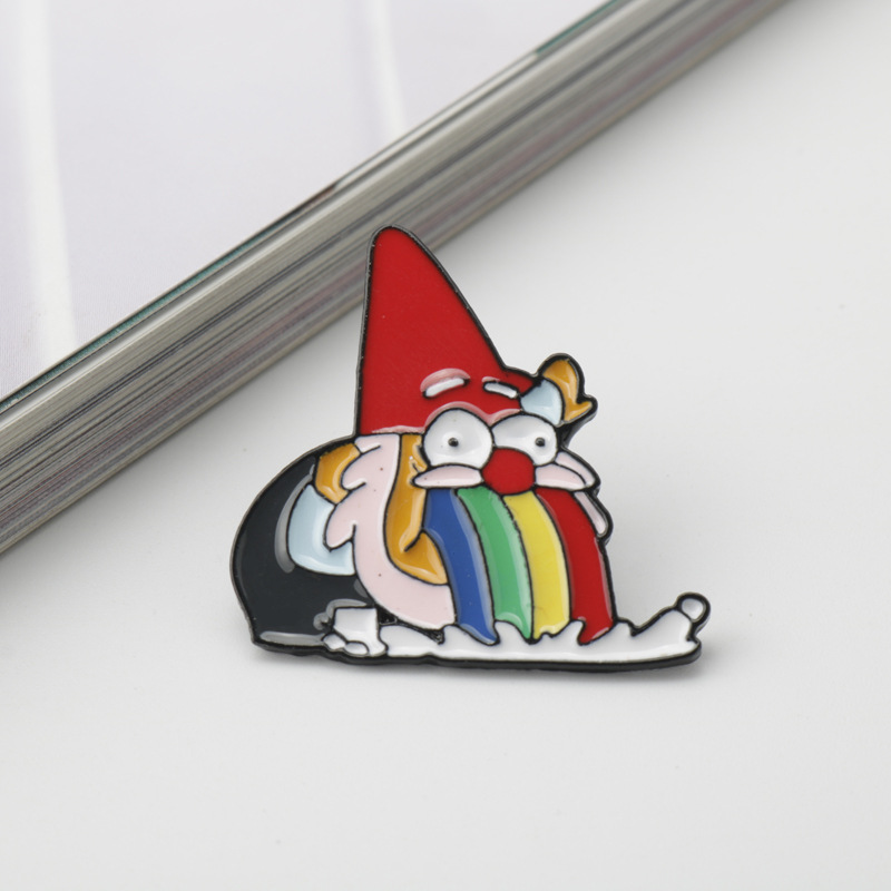 动画周边 圣诞老人徽章gravity falls 怪诞小镇吐彩虹小矮人胸针