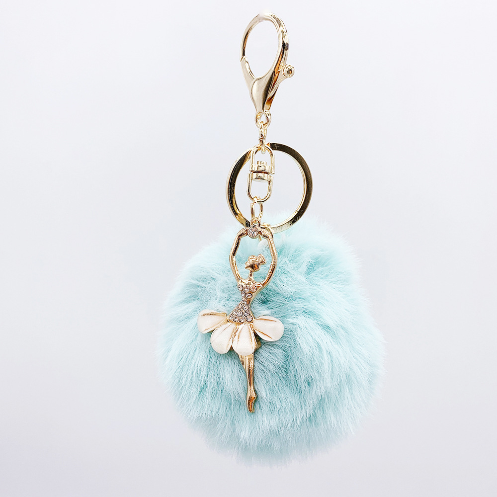 Angel Dancing Girl Fur Ball Keychain Ring Chain Fur Women's Bag Pendant Accessories Women's Bag Pendant Pendant Wholesale