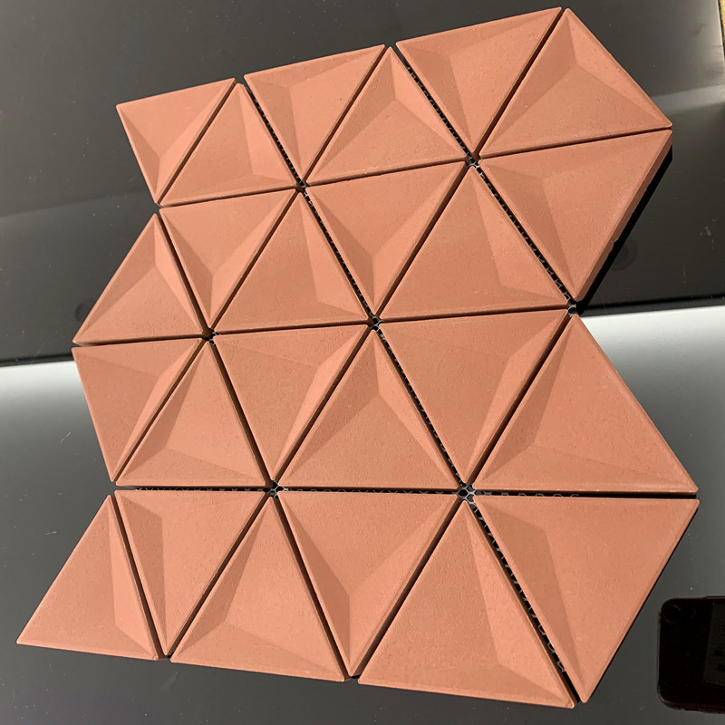 新品手工马赛克 元宝陶瓷拼图三角形红砖马赛克 背景墙可来样制定