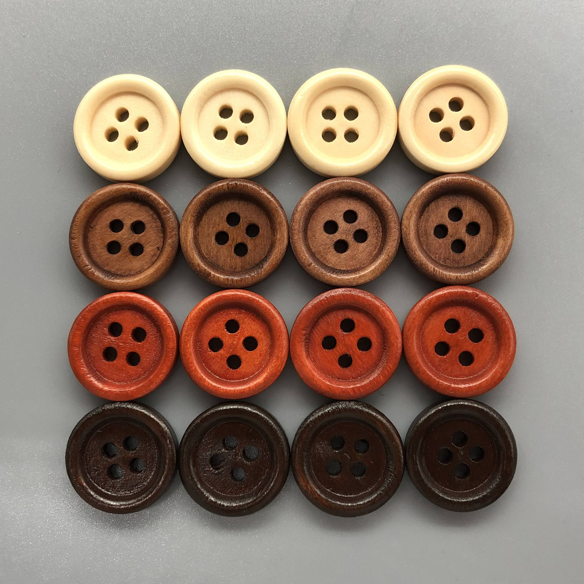 现货批发天然木质纽扣四眼细边儿童木头衬衫钮扣diy装饰扣子