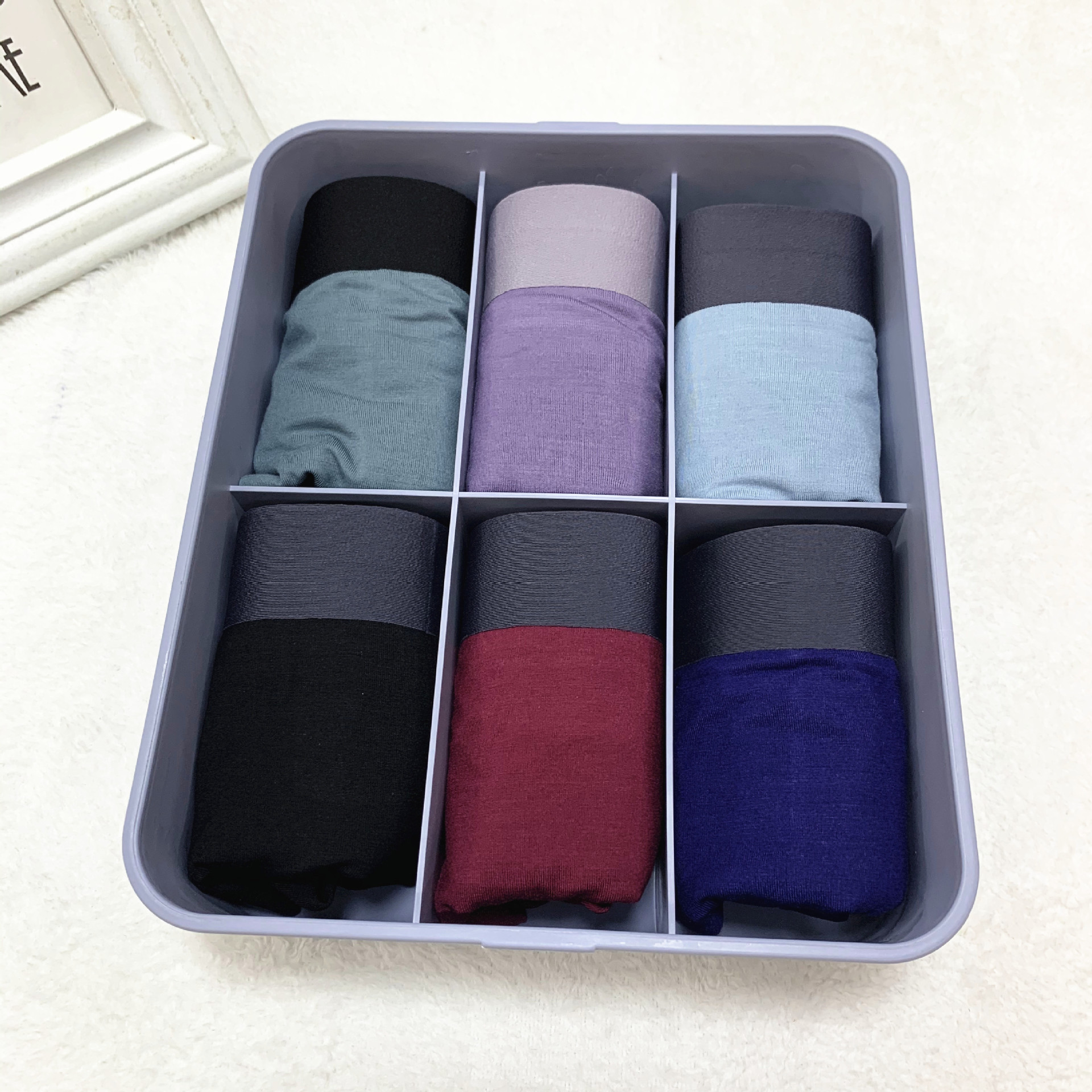 新品宝蕾男士礼盒装纯色时尚印花平角内裤6条