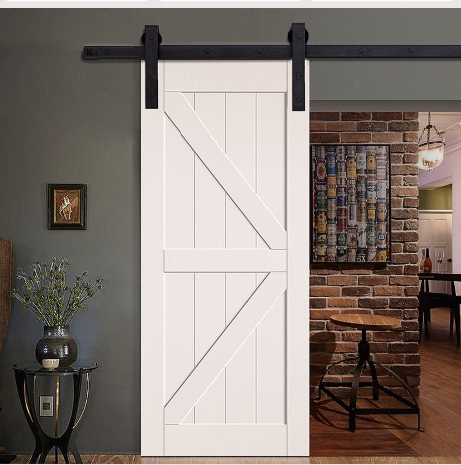 美式谷仓门来图定制双开吊柜门纯实木烤漆古仓门