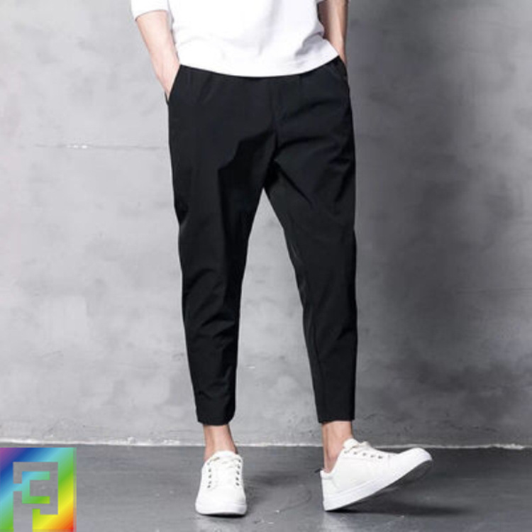 Spring and Summer Stretch Casual Pants Men's Ankle Length Pants Student Korean Style Loose Harem Pants Skinny Black Thin Ankle Banded Pants