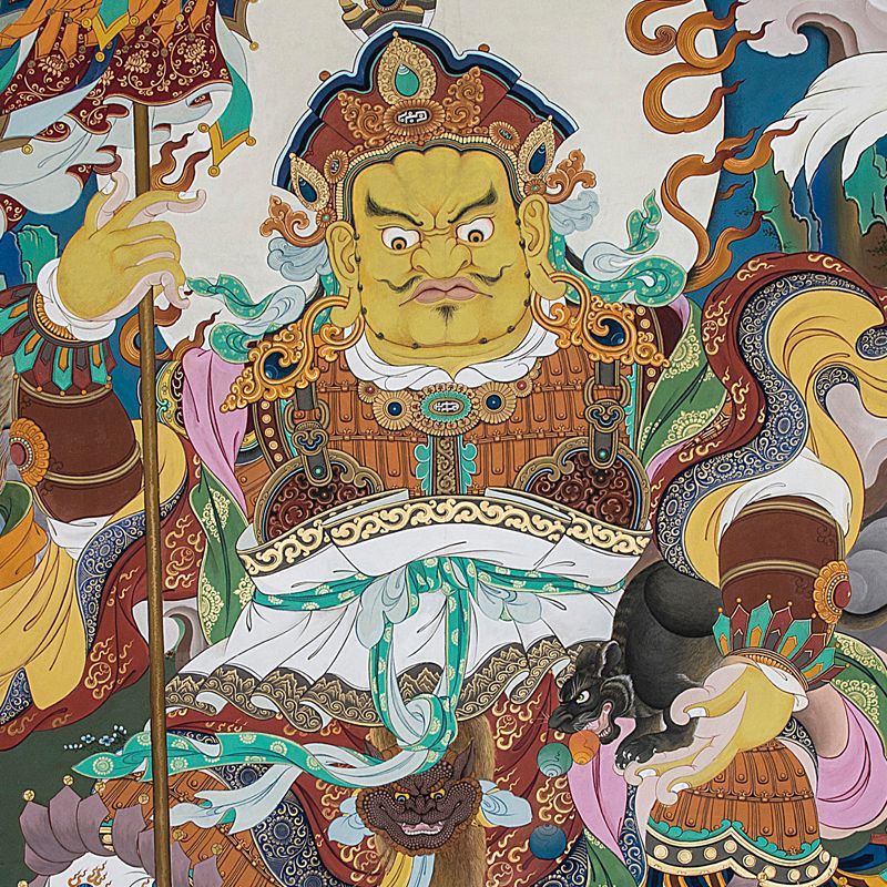 四大天王佛像挂画四大金刚护法保佑门神卷轴画四大菩萨佛堂装饰画