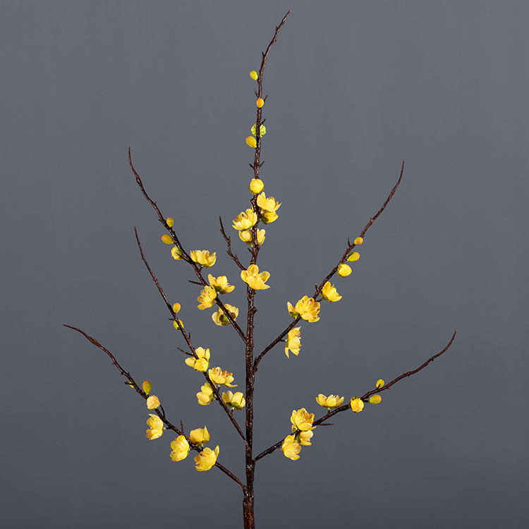 中式禅意腊梅干枝装饰仿真梅花枝会所家居摆放桃花假花直播道具