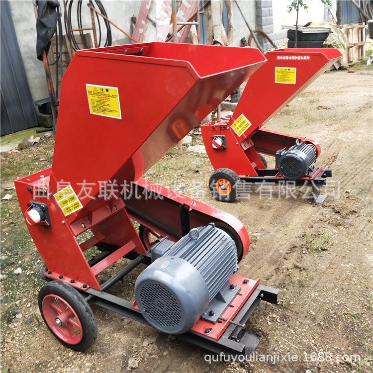 废旧木头葡萄藤条粉碎机 可移动梨树枝粉碎机 家用果园碎枝机