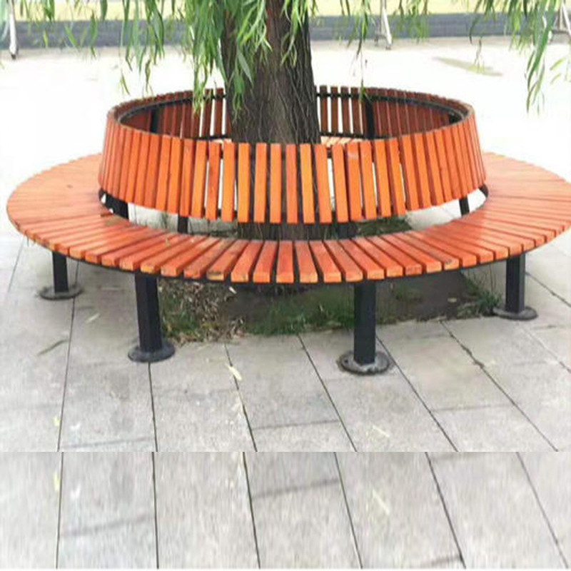 树池凳制防腐木圆形组合椅户外公园坐凳座椅商场花坛座椅花箱