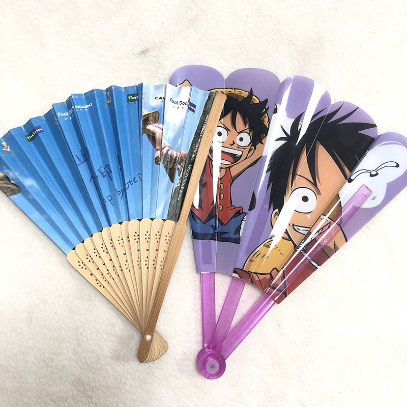 Pp Advertising Fan Customized Creative Cartoon Advertising Fan Customized Activity Promotion Brushed Logo Short Handle Plastic Circular Fan