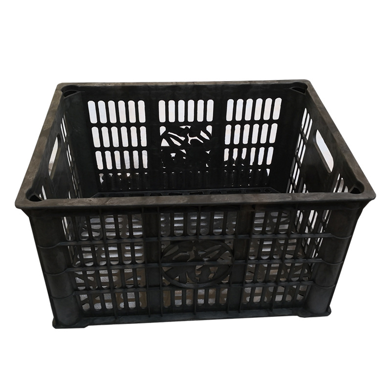 一次性黑色网眼塑料筐 可堆叠黑色网眼胶筐 蔬菜水果面包运输箩筐