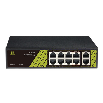 桢田gnt-p9109国标48v智能网络供电9口金属监控百兆poe交换机