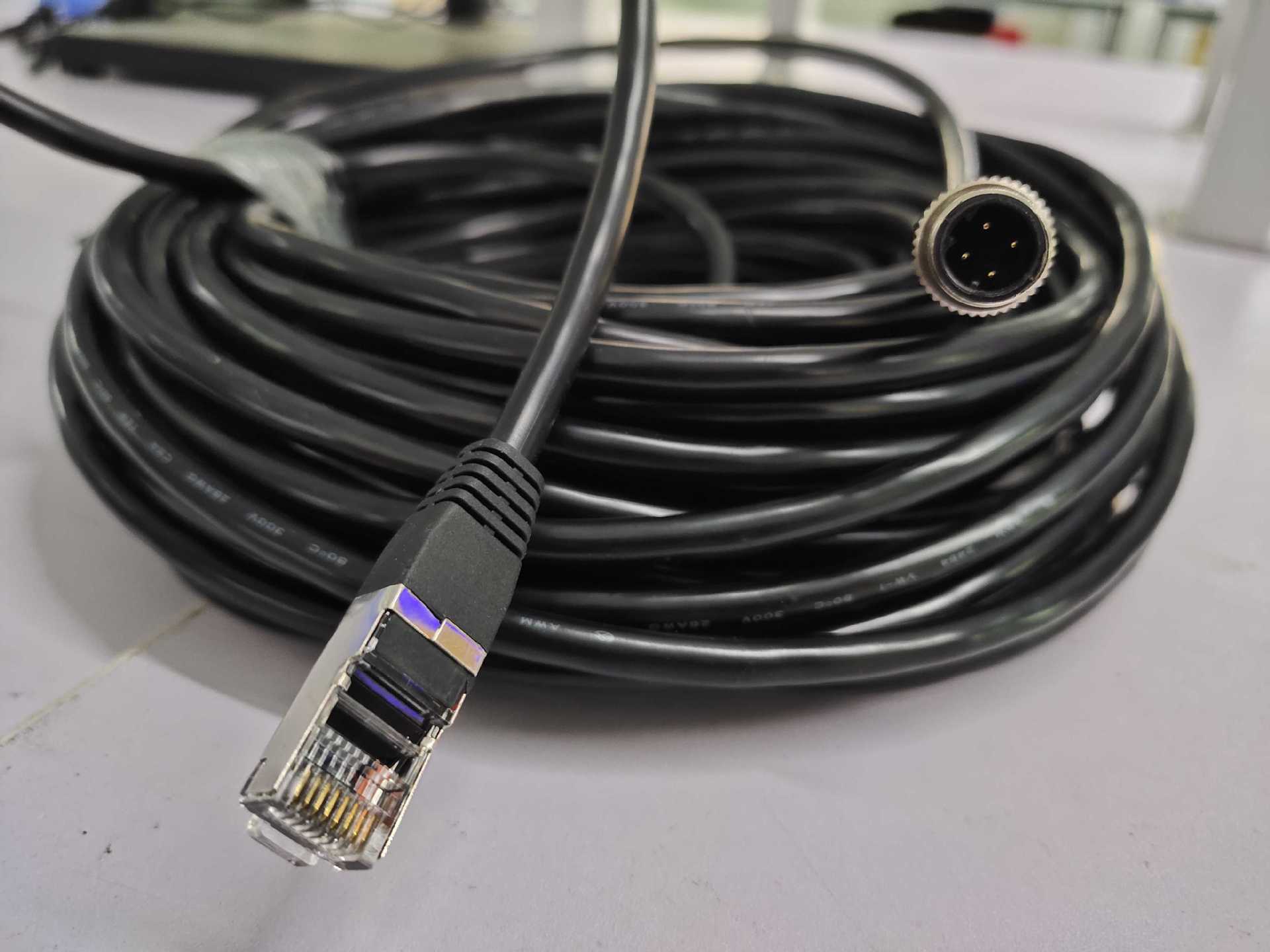 工厂现货m12转rj45屏蔽网络头水晶头4芯8芯传感器网线直/弯头公母