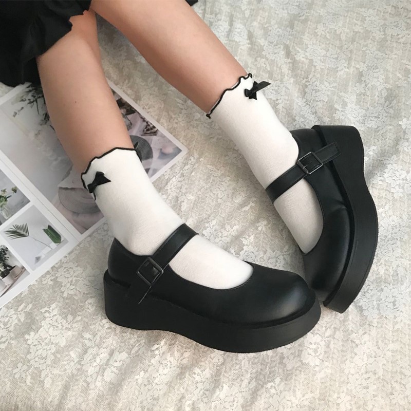 秋冬新品日系木耳边蝴蝶结短袜棉百搭少女韩国原宿jk基础堆堆袜女