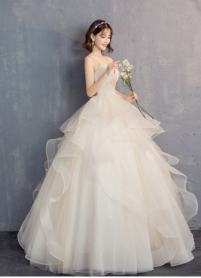 主婚纱礼服女2022新款新娘结婚抹胸吊带v领蓬蓬裙显瘦齐地春夏季