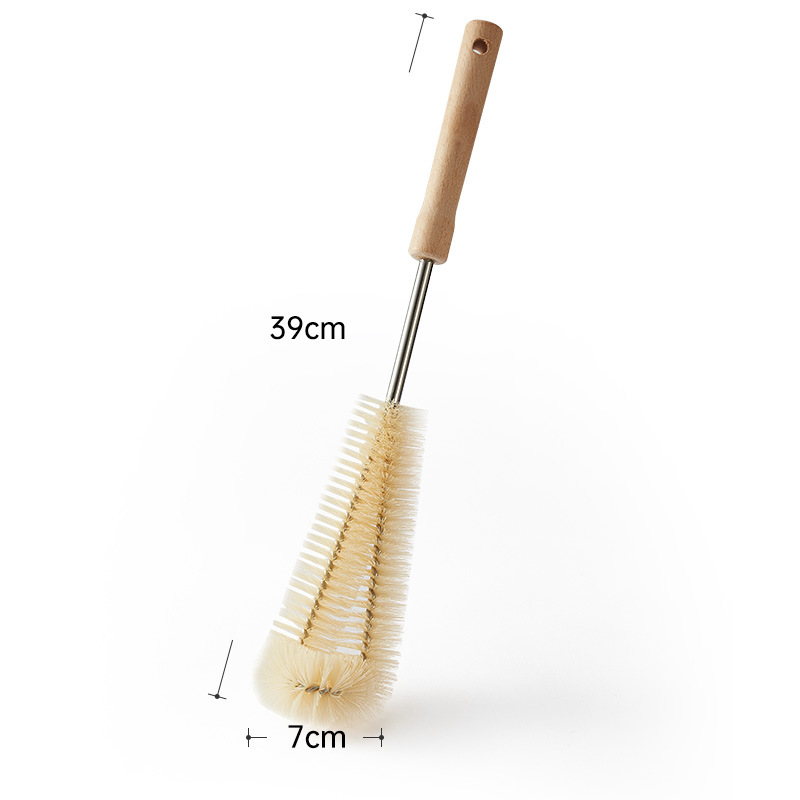 Extended Wooden Handle Cup Brush Baby Bottle Brush Set Nylon Kitchen Glass Thermos Cup Long Handle Cleaning Cup Brush