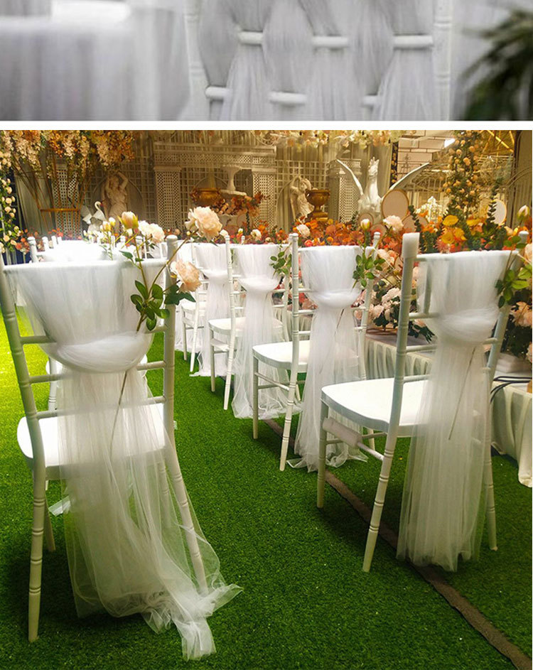 椅背纱婚庆道具装饰纱幔婚礼椅子竹节椅装饰欧根纱美国网纱瑞士纱