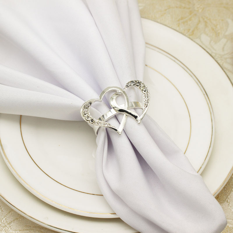 酒店餐具情人节银色爱心餐巾扣餐巾环餐巾圈金属口布圈厂家