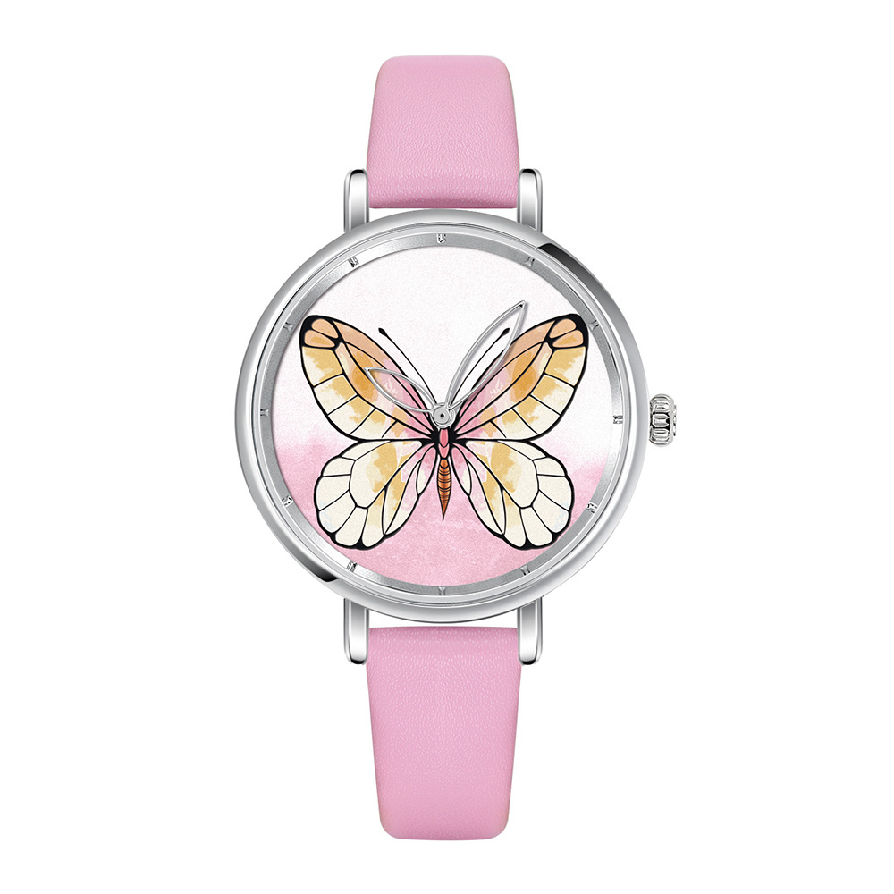 抖音爆款防水女士手表夜光蝴蝶表盘石英女表简约女学生腕表批发