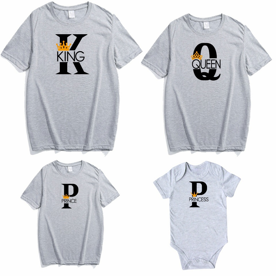 king queen大写亲子装家庭装t恤棉短袖上衣欧美风休闲宽松男女