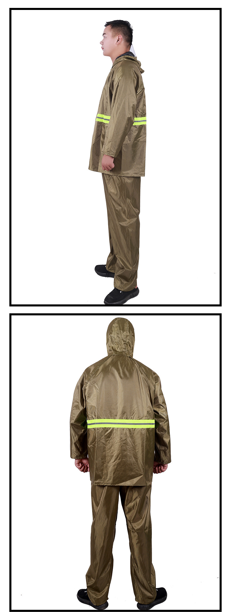 工厂定制华达呢加厚雨衣套装工地劳保骑行分体式成人雨衣套装