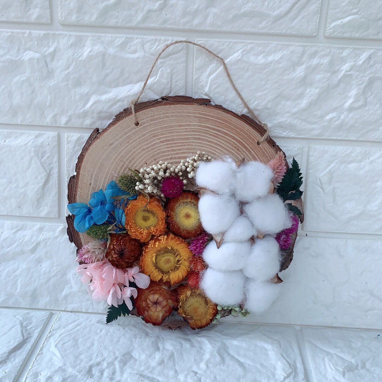 创意干花年轮木片 diy创意手工制作材料包 暖场活动各种活动专用