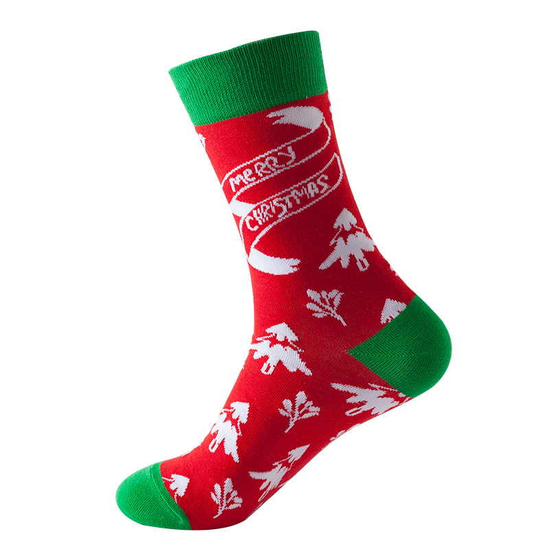 2024 New Christmas Socks Autumn and Winter European and American Ins Fashion Socks Amazon Mid-Calf Length Socks Cross-Border Christmas Socks