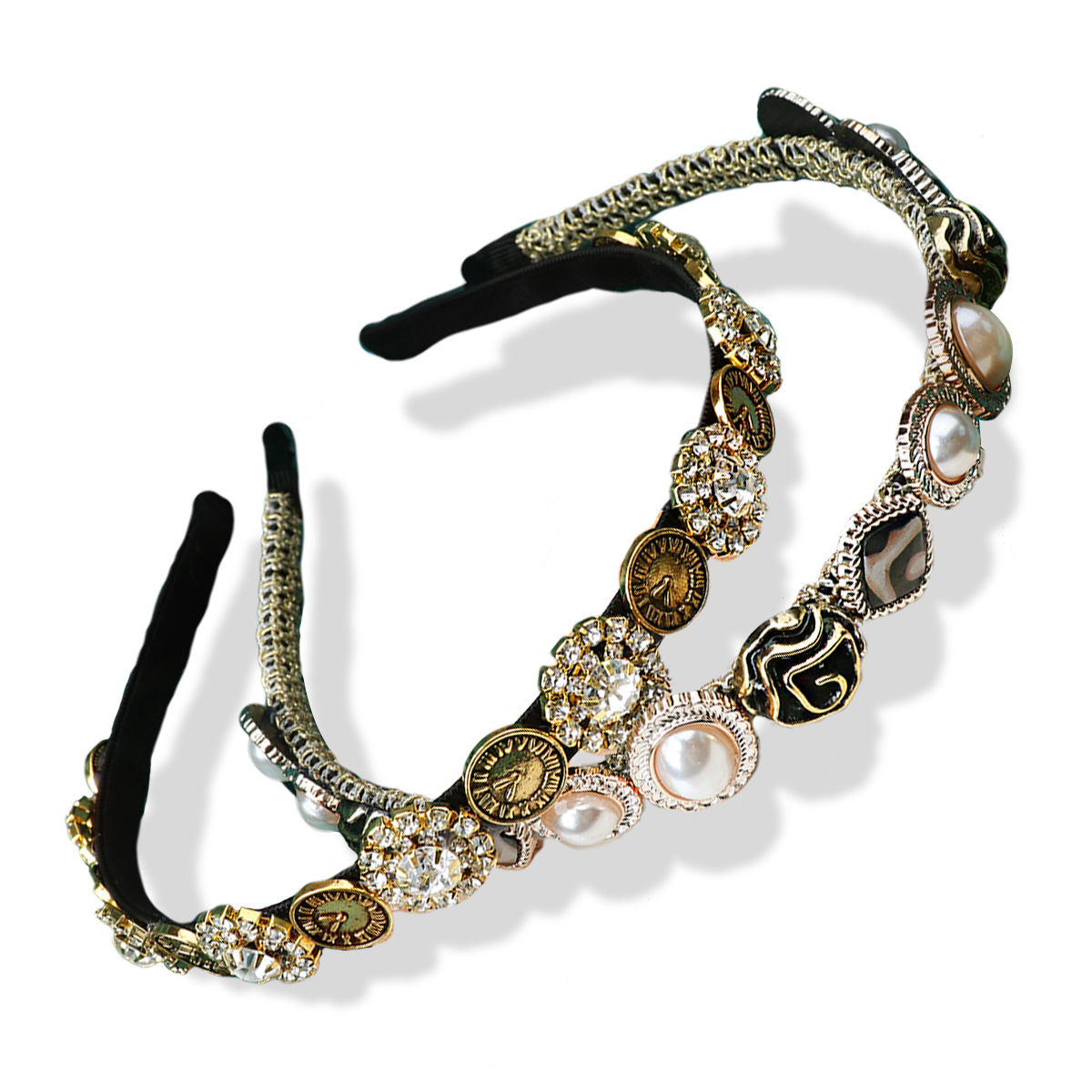 跨境欧美巴洛克宫廷风时钟水钻发箍法式复古气质头饰发带头箍发饰