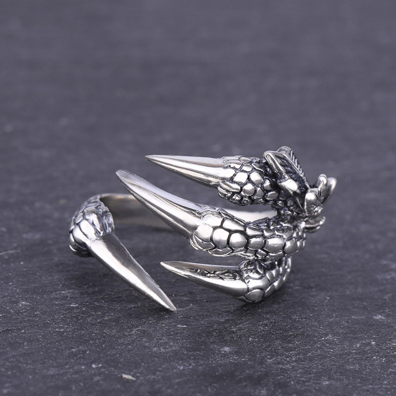 高桥吾郎开口鹰爪戒指男复古925纯银个性男士单身戒时尚女款指环